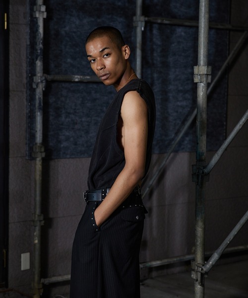 トップス  flash damage tank top ANDER HUNK タンクトップ Overdyed Sleeveless T-shirt