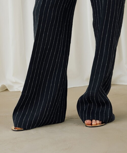 DES PRES パンツ ヘンプツイルストライプワイドパンツ
