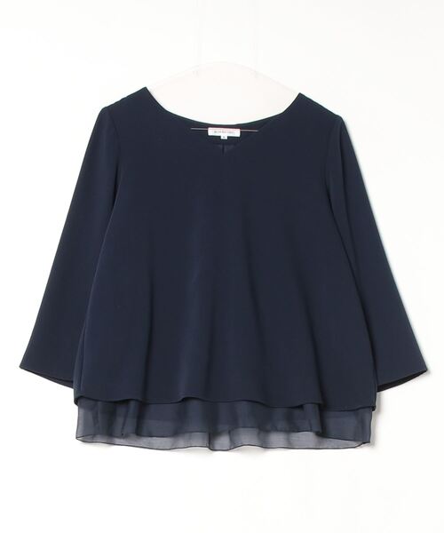 「NATURAL BEAUTY BASIC」 7分袖ブラウス MEDIUM ネイビー レディース