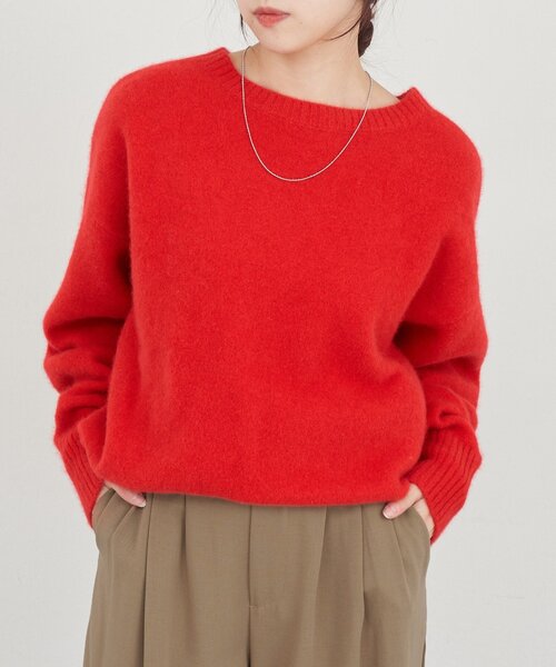 crewre 赤色 長袖ニットセーター SHENERY（シーナリー） ニット セーター ファーウールクルーネック