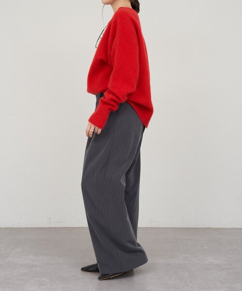 crewre 赤色 長袖ニットセーター SHENERY（シーナリー） ニット セーター ファーウールクルーネック