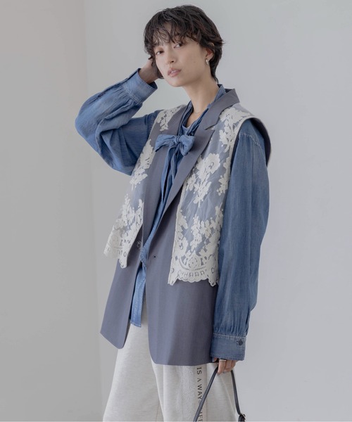 Eimee Law（エイミーロウ） ベスト ジレ レースレイヤード ダブル