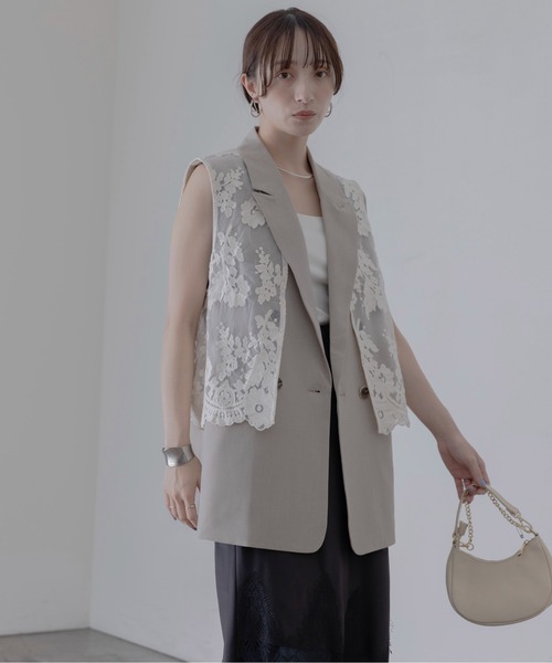 Eimee Law（エイミーロウ） ベスト ジレ レースレイヤード ダブル