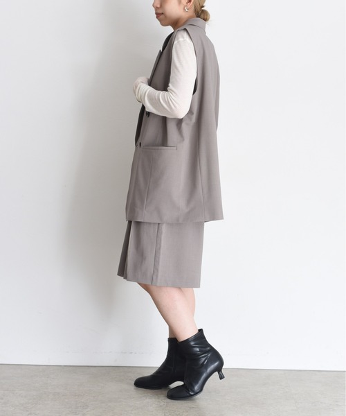 Eimee Law ベスト ジレ レースレイヤード ダブルボタンジレ