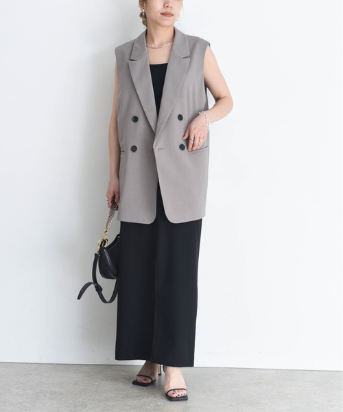 Eimee Law ベスト ジレ レースレイヤード ダブルボタンジレ