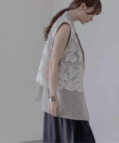 Eimee Law（エイミーロウ） ベスト ジレ レースレイヤード ダブル