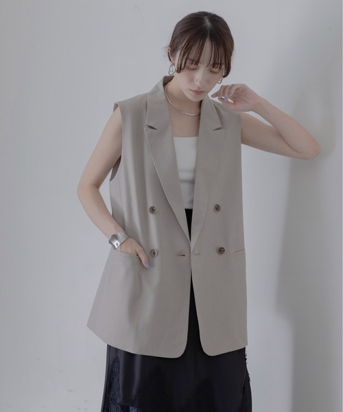 エイミーロウ　レースレイヤード ダブルボタンジレ　Eimee Law レースレイヤード ダブルボタンジレ Eimee Law│Eimee Law & LHELBIE