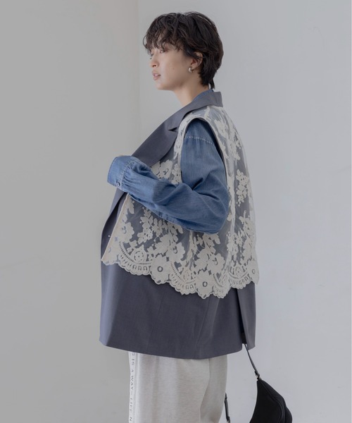 Eimee Law（エイミーロウ） ベスト ジレ レースレイヤード ダブル