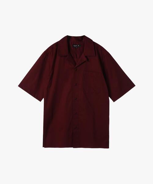 agnes b　homme　 アニエスベー　シャツ メンズ　ボルドー　L UQ25 CHEMISE レザールシャツ ｜agnès b. HOMME（オム