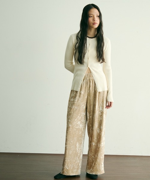 Trish（トリッシュ） カーディガン 前後2WAYリブ編みクルーネック