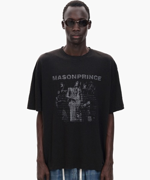 MASONPRINCE tシャツ オーバーサイズ ヴィンテージ加工 ロックプリント