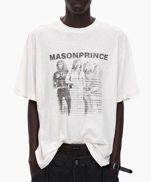 MASONPRINCE tシャツ オーバーサイズ ヴィンテージ加工 ロックプリント