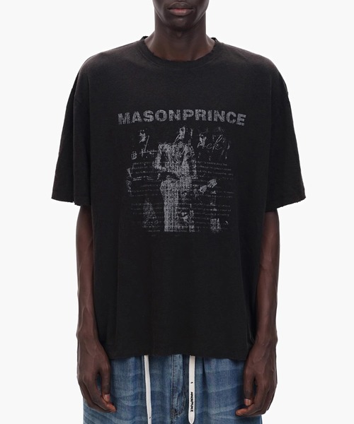 MASONPRINCE tシャツ オーバーサイズ ヴィンテージ加工 ロックプリント