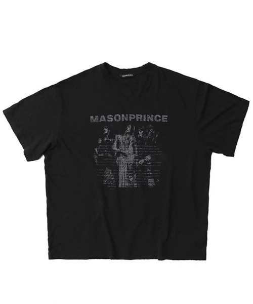 MASONPRINCE tシャツ オーバーサイズ ヴィンテージ加工 ロックプリント