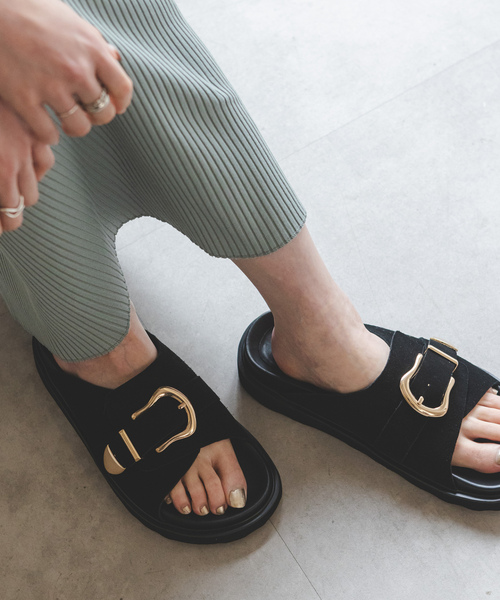 ブラック フラットサンダル 38 THE ROW GINZAサンダル 黒/38 The Row