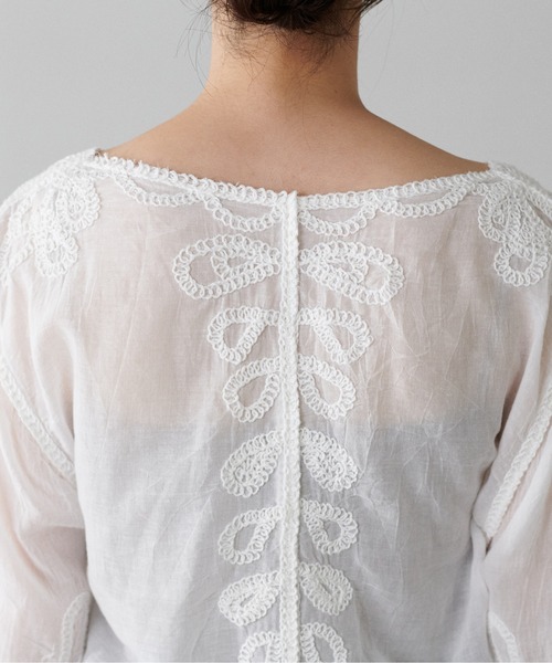 LARUTA ブラウス シャツ 「LARUTA」コード刺繍シアートップス