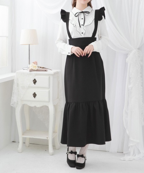美品 ヒステリックグラマー フリル サスペンダー マキシ スカート somari imaginationフリルサスペンダー付きフレアスカート』