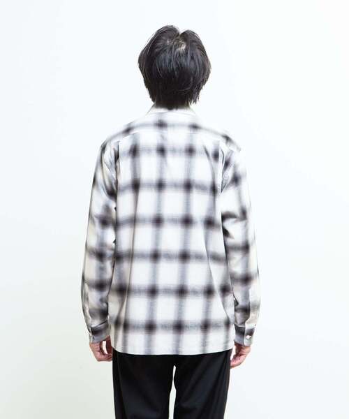 MEN'S MELROSE シャツ オンブレチェックオープンカラーシャツ メンズ