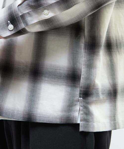 MEN'S MELROSE シャツ オンブレチェックオープンカラーシャツ メンズ