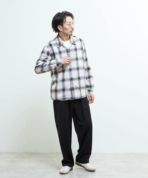 MEN'S MELROSE シャツ オンブレチェックオープンカラーシャツ メンズ