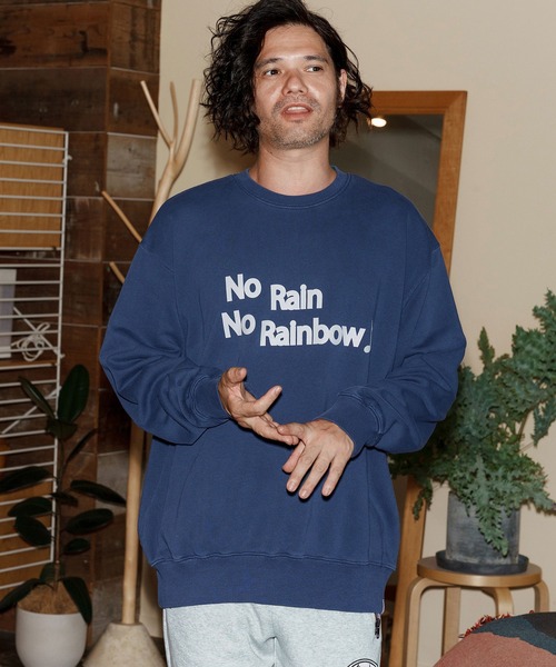 No Rain No Rainbow トレーナー スウェット msw1749-logo print No Rain No Rainbow トレーナー スウェット msw1749-logo print