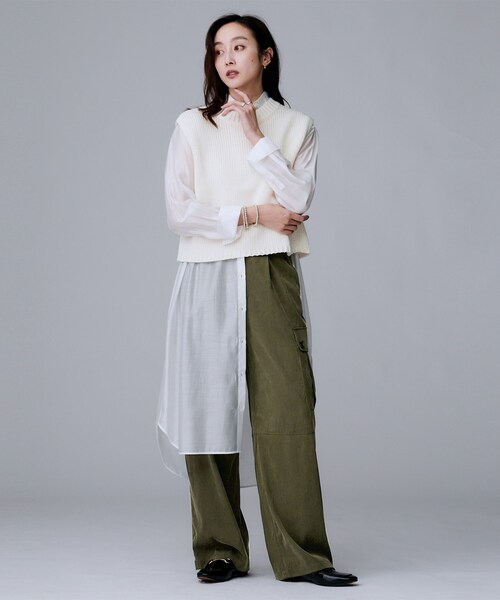 アンタイトル（UNTITLED）/【大人きれいめストレートワイド】キュプラカーゴパンツ UNTITLED（アンタイトル） パンツ 「大人きれいめ/ストレート/ワイド