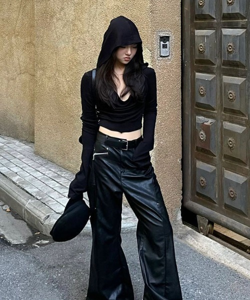 パーカー オフショルダーフードトップス/カットパーカー レディース