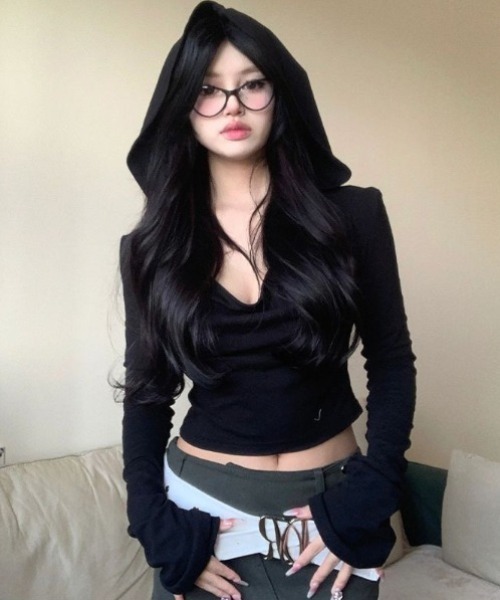 パーカー オフショルダーフードトップス/カットパーカー レディース