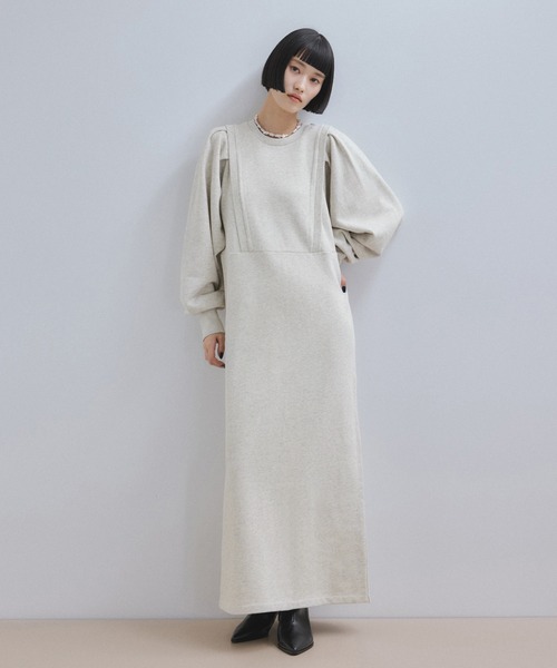 ADAM ET ROPÉ FEMME_バルーンスリーブスウェットワンピース ADAM ET ROPE'（アダムエロペ） ワンピース 「WEB限定