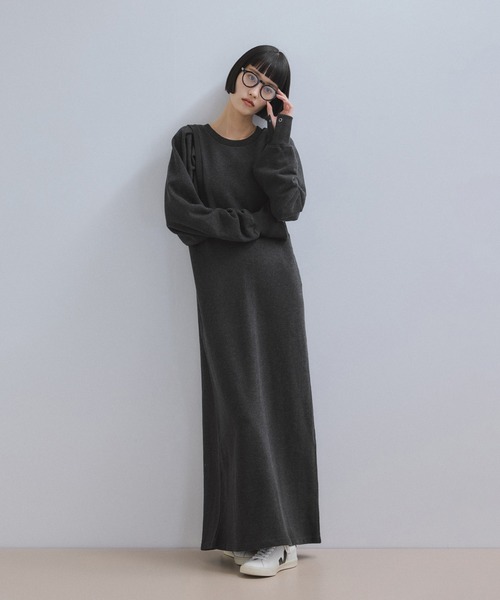 WEB完売商品！バルーンスリーブスウェットワンピース ADAM ET ROPE'（アダムエロペ） ワンピース 「WEB限定