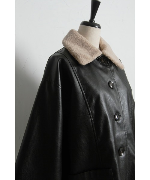 &. NOSTALGIA（ノスタルジア） カバーオール ボア襟フェイクレザー