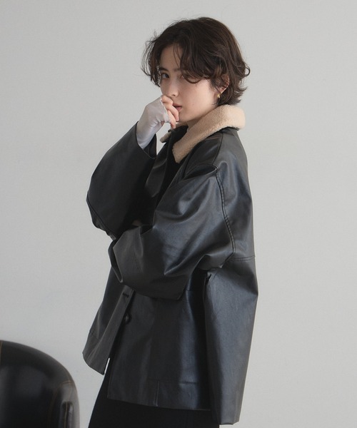 &. NOSTALGIA（ノスタルジア） カバーオール ボア襟フェイクレザー