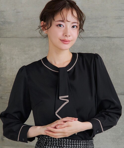 Tiaclasse ブラウス シャツ 「2WAY」取り外し可能な?配色パイピング