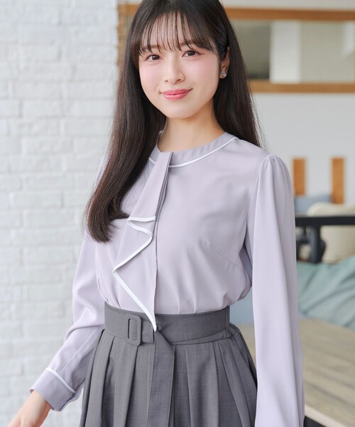 Tiaclasse ブラウス シャツ 「2WAY」取り外し可能な?配色パイピング