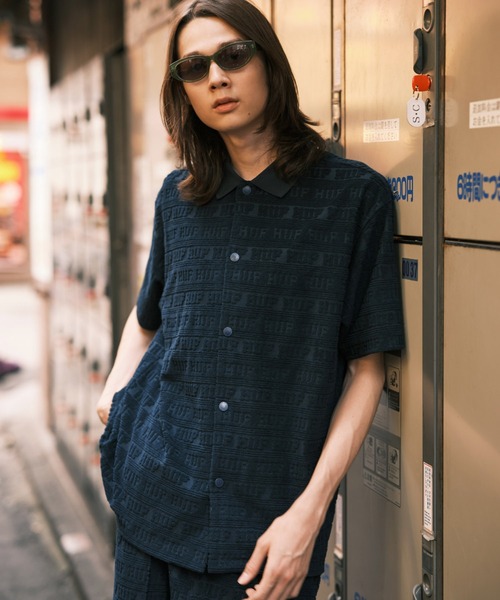 「HUF」 半袖シャツ LARGE ネイビー メンズ_画像8