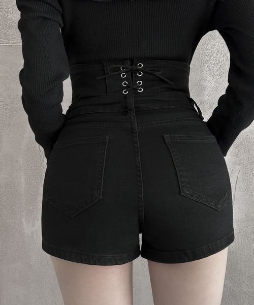 VEILA パンツ ハイウエストボタンショートパンツ レディース