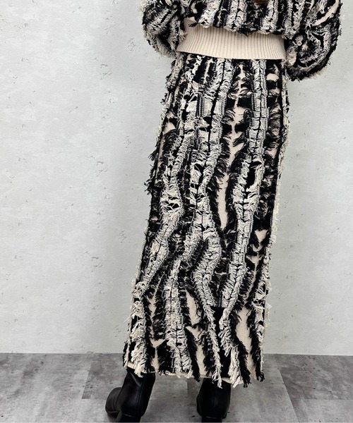 Per sist ence（パーシエンス） スカート MIXフリンジニットスカート