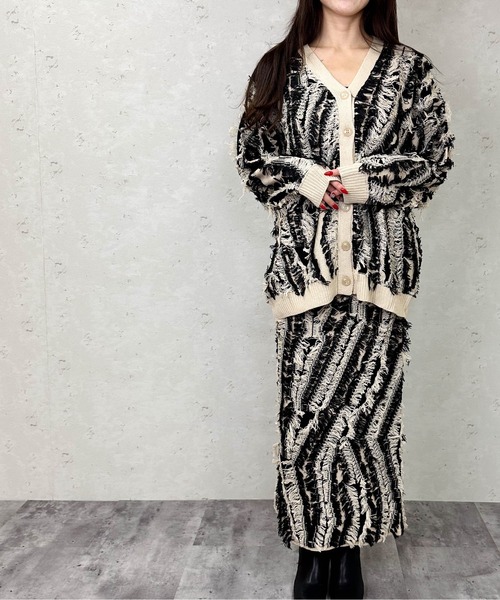 Per sist ence（パーシエンス） スカート MIXフリンジニットスカート