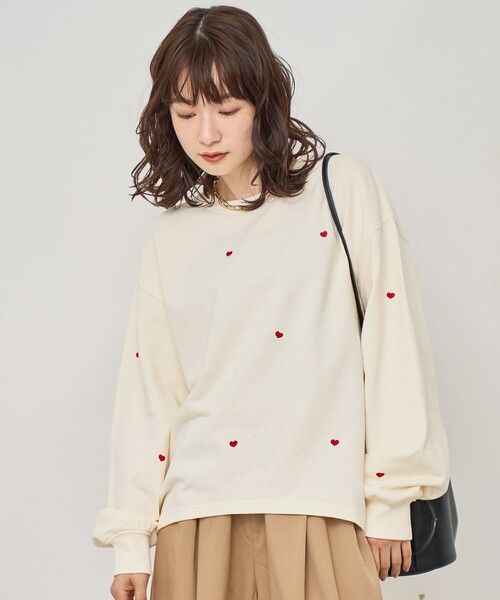 coen(コーエン) トレーナー スウェット ハート刺繍裏毛スウェット coen(コーエン) トレーナー スウェット ハート刺繍裏毛スウェット
