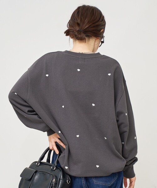 coen（コーエン） トレーナー スウェット ハート刺繍裏毛スウェット