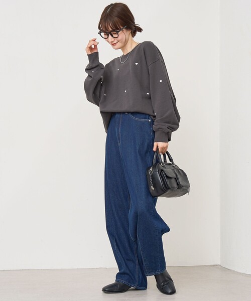 coen（コーエン） トレーナー スウェット ハート刺繍裏毛スウェット