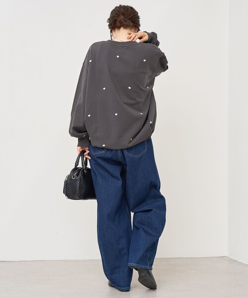 coen（コーエン） トレーナー スウェット ハート刺繍裏毛スウェット