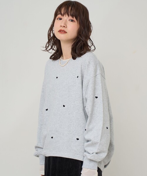 coen（コーエン） トレーナー スウェット ハート刺繍裏毛スウェット