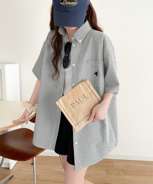 「Java」 半袖シャツ LARGE ベージュ レディース_画像2