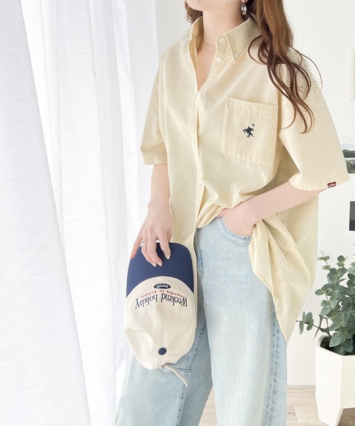 「Java」 半袖シャツ LARGE ベージュ レディース_画像6