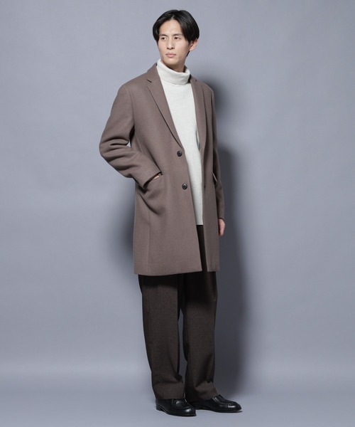 NANO universeチャコール メルトンチェスターコート メンズSサイズ NANO universe（ナノ・ユニバース） チェスターコート コート ウール/N