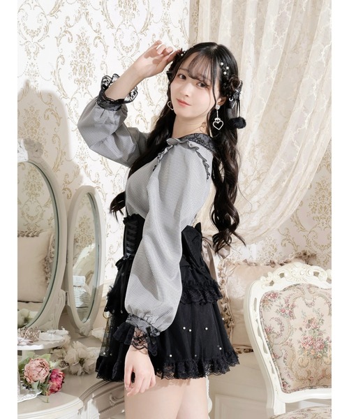 ヌメロヴェントゥーノ レースブラウス リボン フリル シャツ 長袖 比翼仕立て NOEMIE（ノエミー） ブラウス シャツ メニーリボンデコルテレース