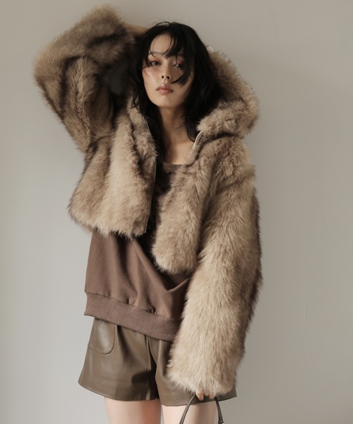 ULYSSES ブルゾン アウター フード付きミックスファーショート