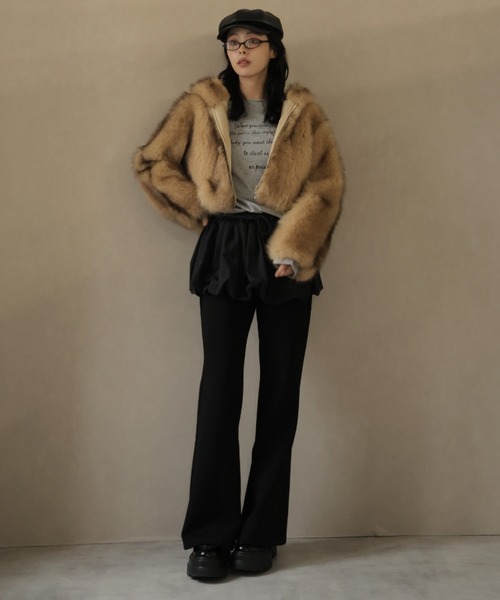 ULYSSES ブルゾン アウター フード付きミックスファーショート