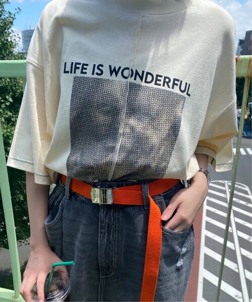 「DOUBLE NAME」 半袖Tシャツ FREE オフホワイト レディース_画像4